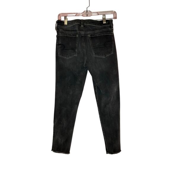 American Eagle Dark Grey High Rise Cropped Distressed Jegging Jeans Size 4 - Picture 4 of 4
